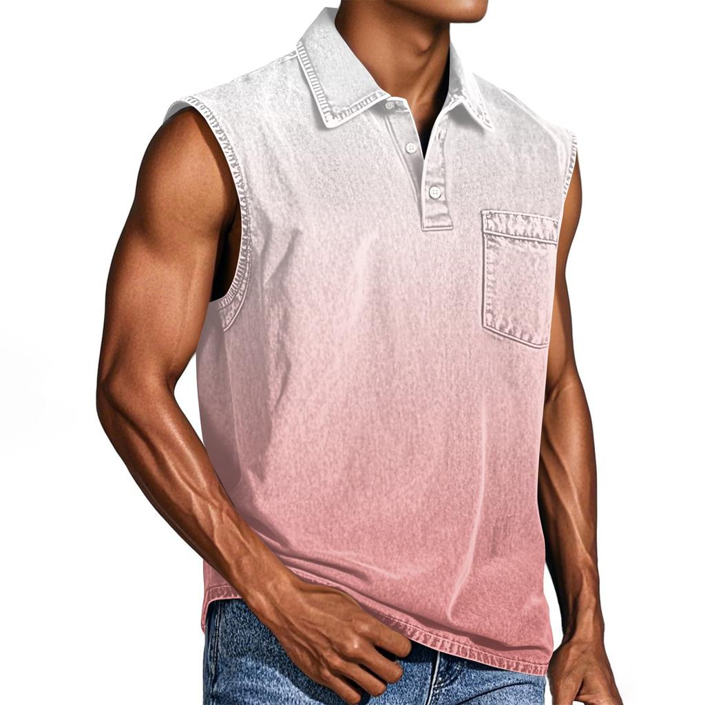 Мужская состаренная рубашка без рукавов с градиентным принтом