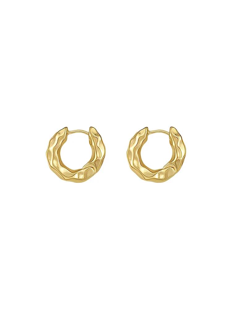 New Hot Sell Trendy Irregular Wave Gold Silver Color Circle Concise Earrings for Women Girl Party Jewelry Ear Hoop Earrings