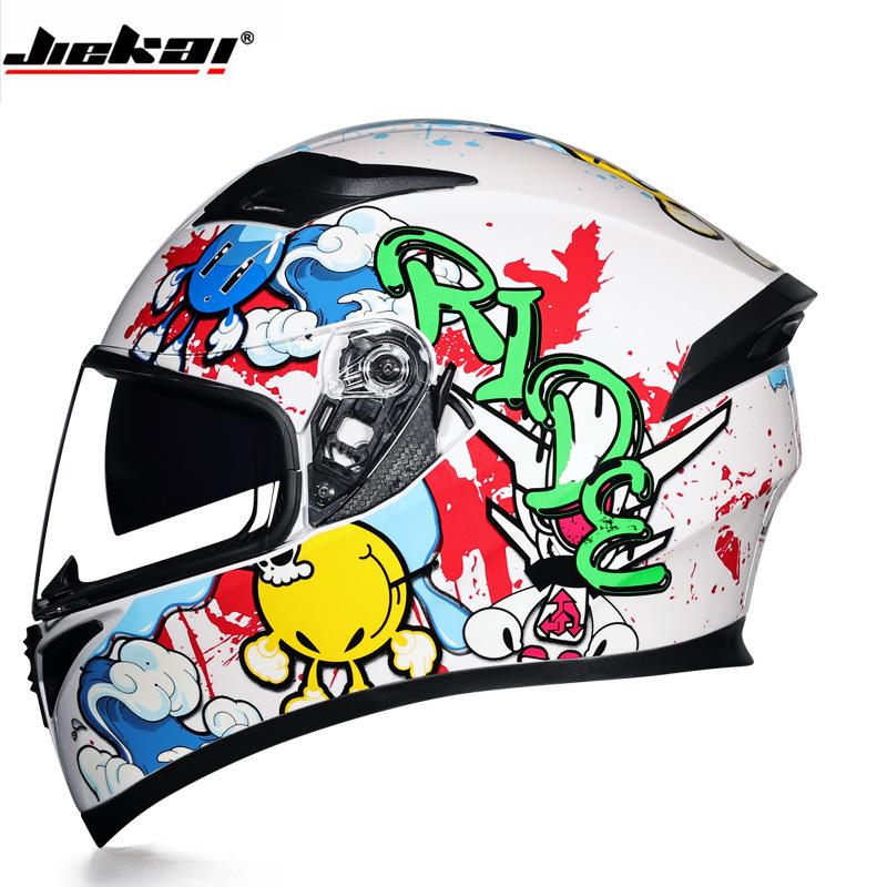 Double Lens Motorcycle Helmet Men's Off-Road Running Helmet Electric Vehicle Women's Winter Full Cap Full Helmet