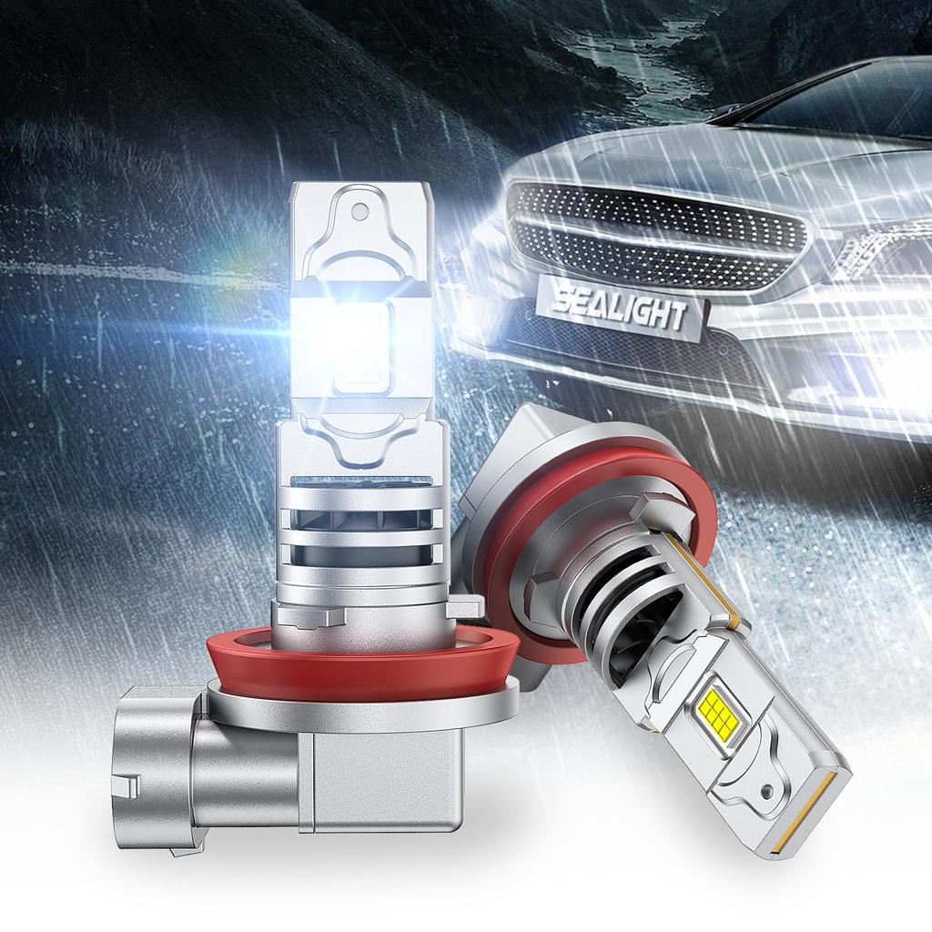 SEALIGHT Fog Lamp H11H8LED Fog LED Fog Light Bulb IP68 Waterproof 6500K Built-in Canceller High Brightness White CSP7035 Chip 12V Vehicle Inspect