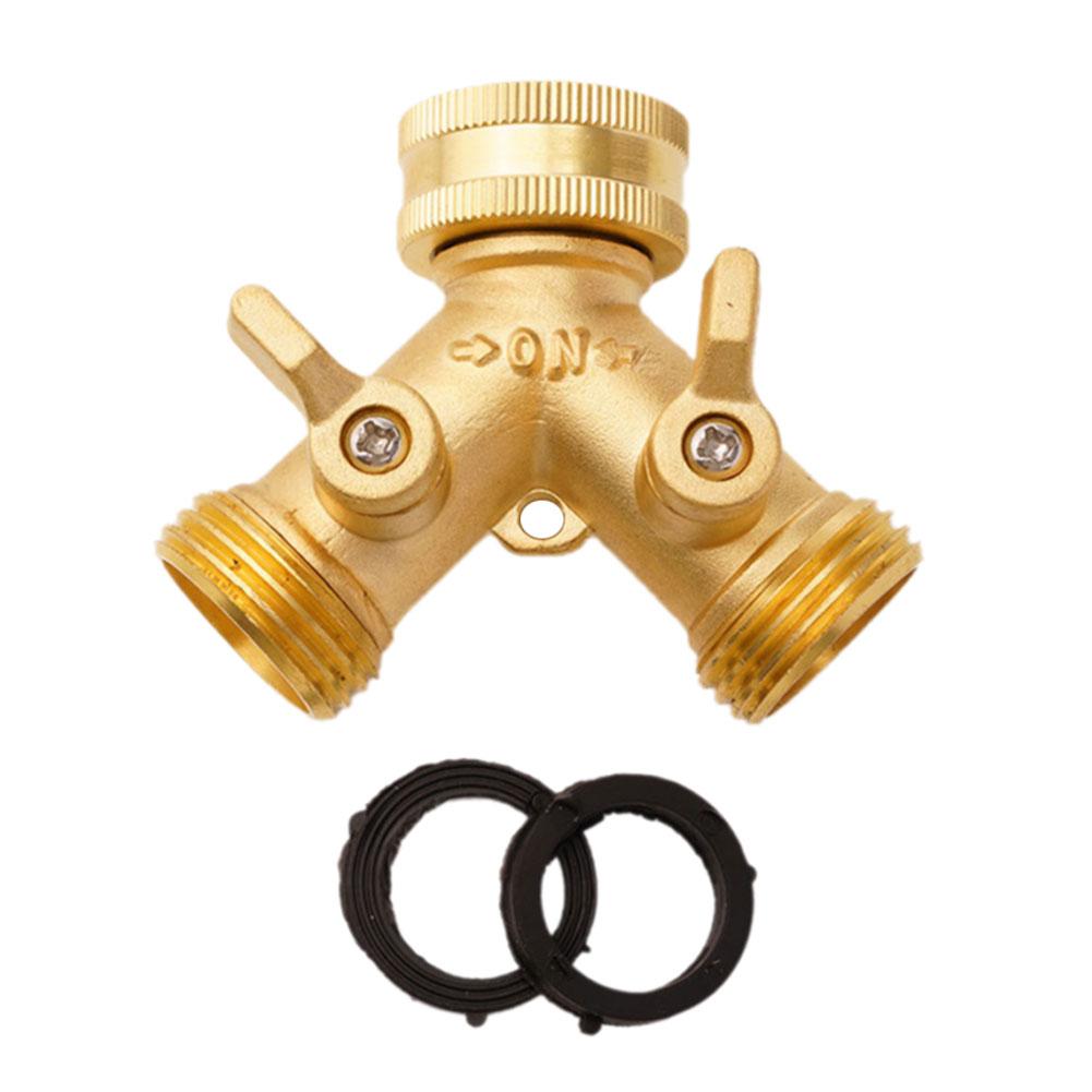 Garden Hose Y Valve Connectors Brass Hose Splitter With Solid Brass Handle Brass Y Valve Water Garden Hose Adapter 2 Way