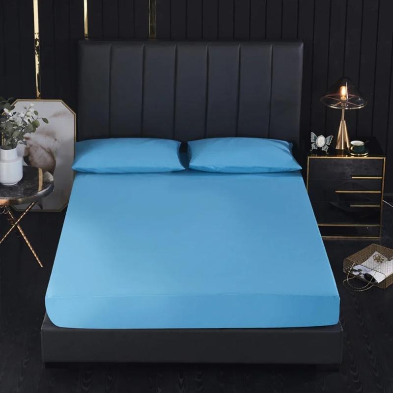Single/Full/Queen/King Solid Color Fitted Sheets King Size Mattress Protector Bed Cover Bed Sheets Bedsheet Solid Bedspreads 99.99% Waterproof