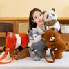 Genuine Trendy Animal Schoolbag Doll Doll Cute Panda Fox Plush Toy Backpack Rag Doll Throw Pillow