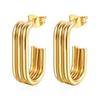 Wind Multi-layer Real Gold Plated 18K Titanium Steel Earrings Light Luxury Trend Women's Stainless Steel Geometric Oval Earrings