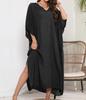 Плюс размер Женское Летнее Повседневное Праздничное Пляжное Платье Купальники Сплошной Свободный Пляжная Одежда Женский V-образный Вырез Половина Рукава Платье