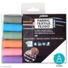 Pébéo 7A Textile Markers - Multicolor Pastel - 6 Pcs - Fine Tip - Indelible - Opaque