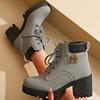 2025 New Winter Women Heels Boots High Quality Lace-up Designer Shoes Casual Comfortable Heels Ankle Boots for Women