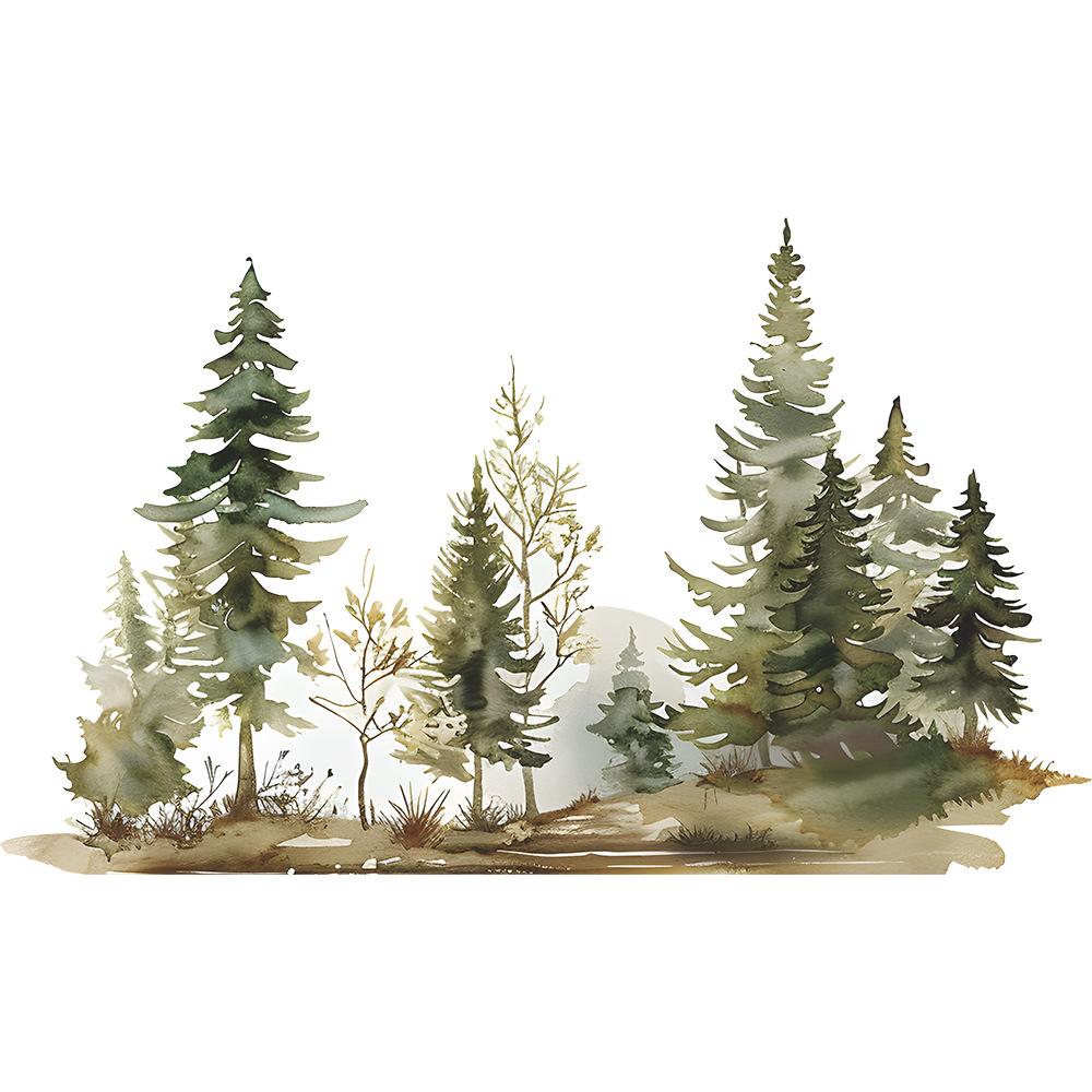 Акварель Лес Спальня Гостиная Фон Ландшафтный Дизайн Декоративные Наклейки На Стены Самоклеящиеся