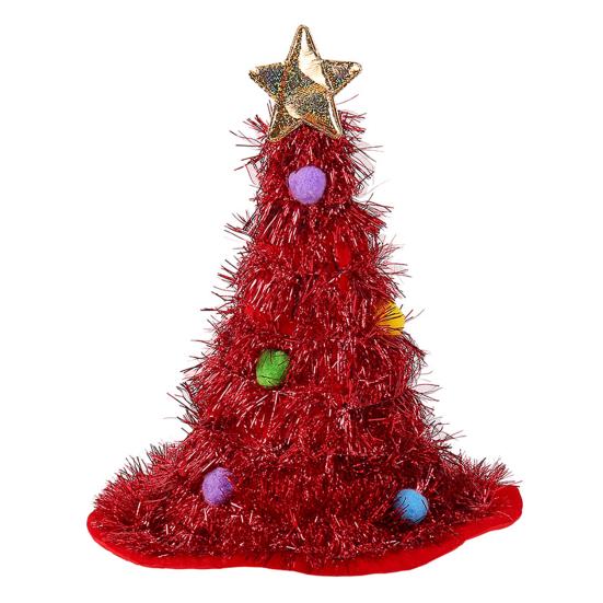 Christmas Tree Hat Glitter Tinsel Santa Hat for Adults Children Funny Holiday Party Acceesory for New Year Christmas Supplies