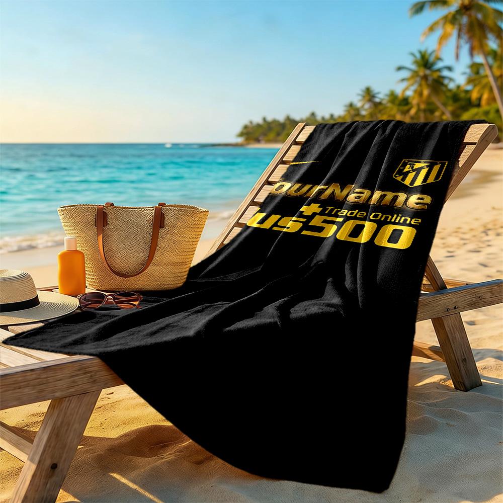 Atletico Madrid Customize Text Beach Towel High Absorbency & Quick-Dry Ideal for Travel Outdoor Swim Pool Yoga Surf Camping Hiking Gym Gift Holiday