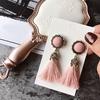Vintage Women Tassel Fringed Drop Round Ear Stud Earrings Statement Jewelry