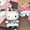 Black furred Leopard Print Zebra Print Girly Hello Kitty Girl Tail Plush Toy Pendant kawaii gal Kitty cat doll bag charm