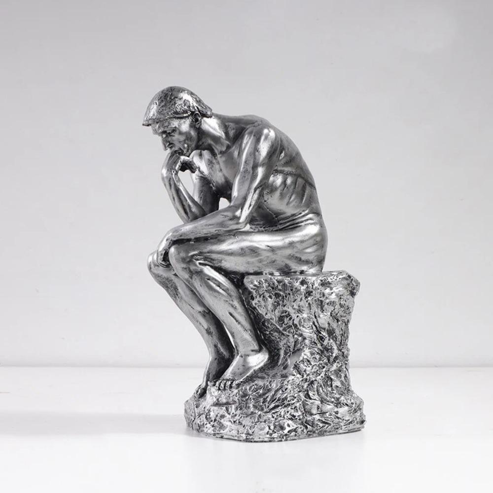Creative Thinker Sitting Resin Sculpture Kawaii Thinker Doll Toy Thinker Desk Craft  Bedroom