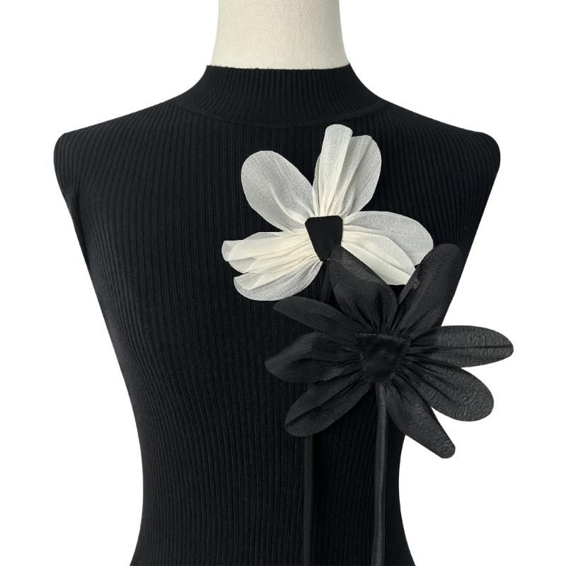 2pcs Cloth Fabric Flower Brooch Pins Lace Flower Corsage Lapel Pin for Cloth Handmade Jewelry Wedding Party Accessories