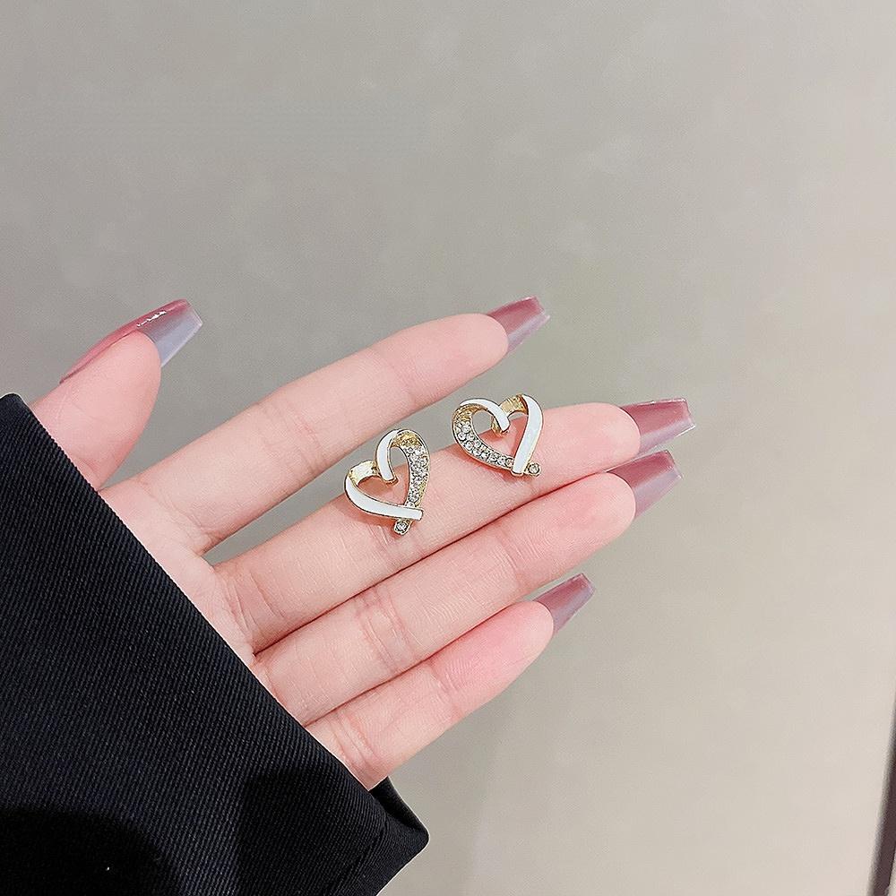 Franc Earrings Love White Diamond Earrings Love Charm Elegant Simple Luxury Charm Temperament Jewelry Versatile Earrings