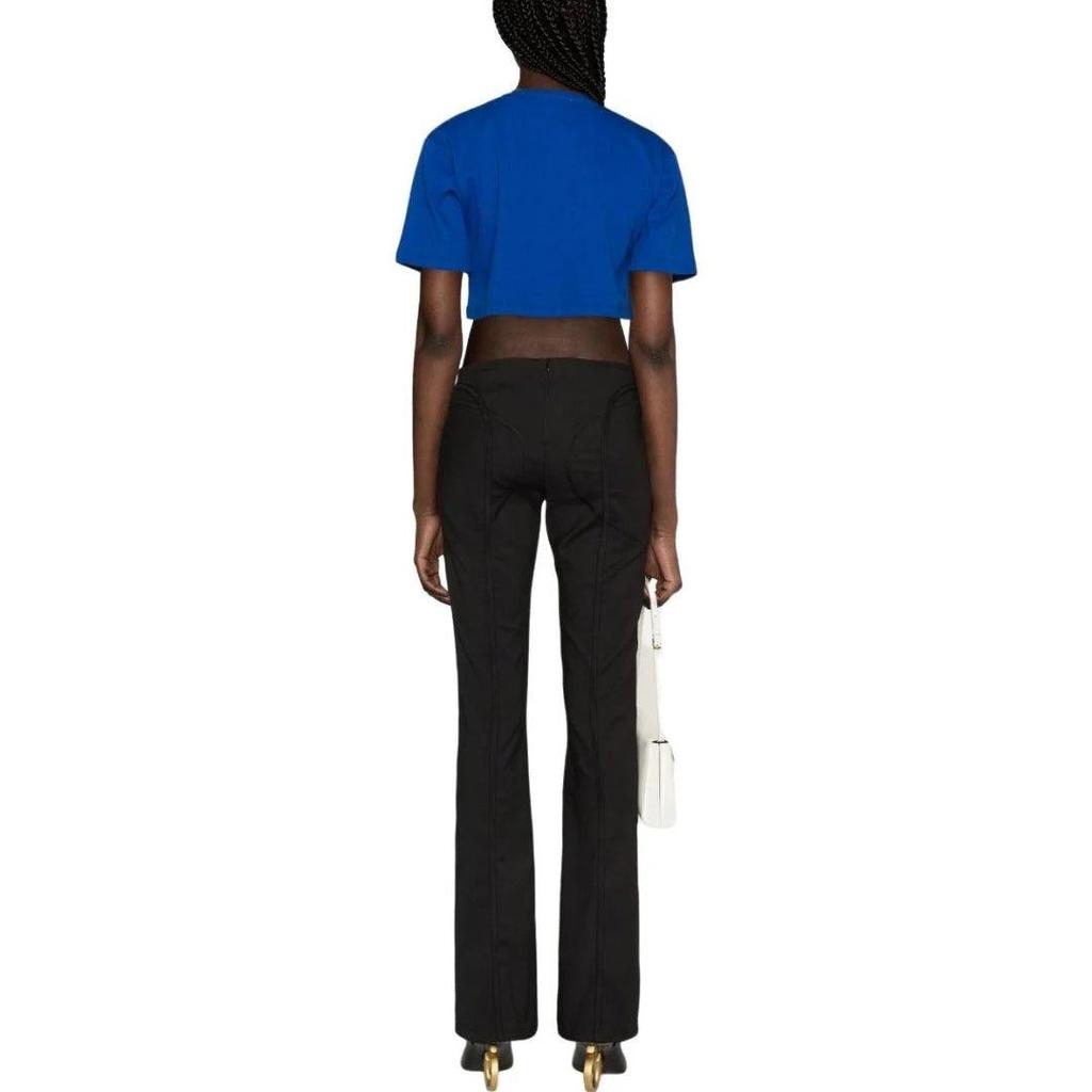 Off White Womens/Ladies Stamp Ribbed Crop T-Shirt