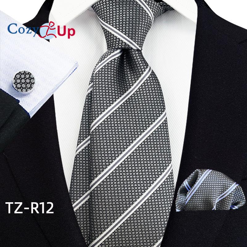 Cozy Up Набор из трех предметов, модный деловой мужской галстук с узором пейсли, включает в себя галстук, запонки, носовой платок