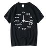 Summer Men's 100% Pure Cotton T-shirt, Casual Math Clock Printed Round-neck Casual Short-sleeved Top