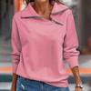 Women's Autumn And Winter T-shirt Fashion Loose Women Pullover Sports Tops Quarter Zip Casual V Neck Long Sleeve Top