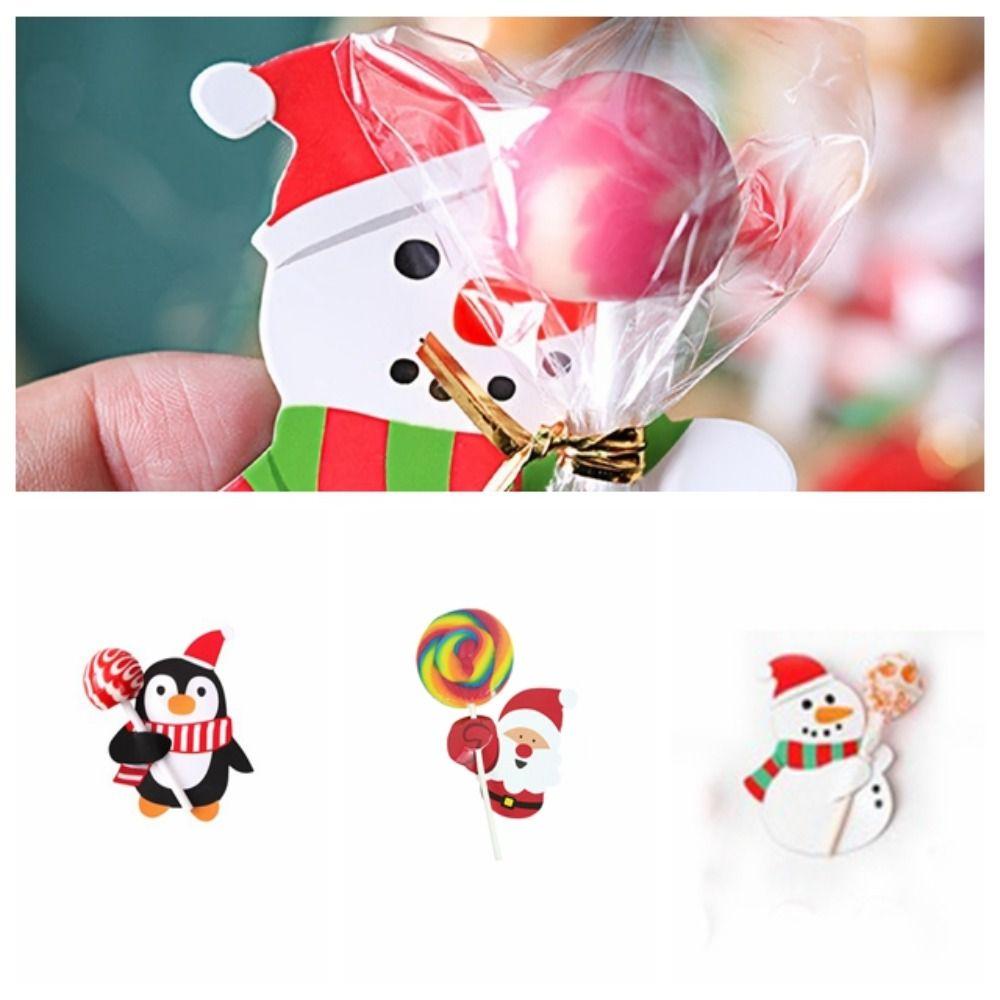 50pcs Paper Christmas Lollipop Paper Santa Claus Kids Candy Gift Package New Year
