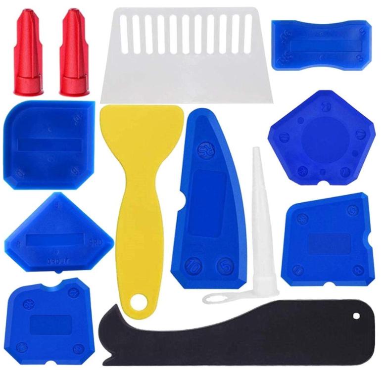 13 Pieces Caulking Tool Silicone Sealant Finishing Tools Grout Scraper Remover and Nozzle