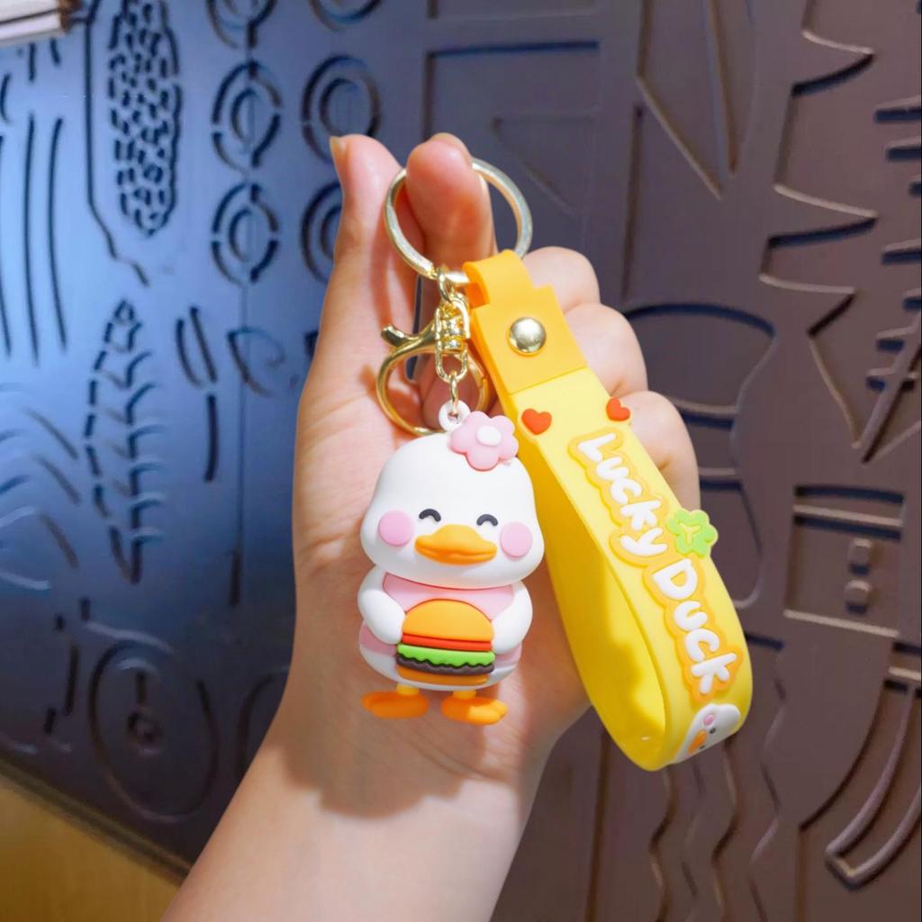 Очаровательный брелок-утка: Мягкий резиновый брелок-персонаж животного для сумок, автомобилей и многого другого