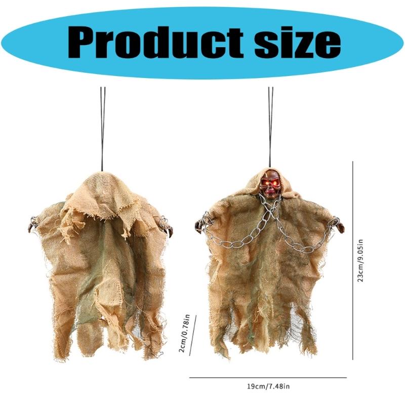 Witch Skeleton Hanging Ornament with Light up Eye Halloween Ghostly Witch Ceiling Decoration for Doorway Patios Garden