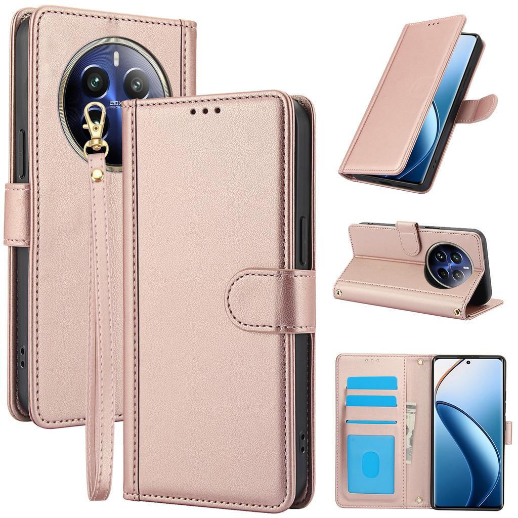 SY-003 For Realme P1 Pro 5G/12 Pro+ 5G/12 Pro 5G Case PU Leather Stand View Phone Wallet Cover with Hand Strap
