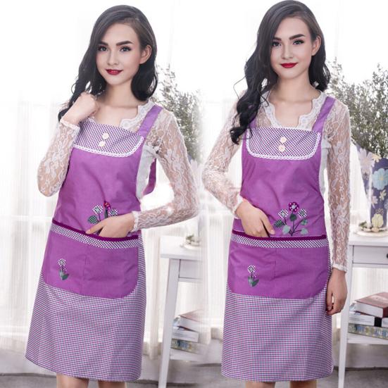 Мультяшный кухонный фартук Водонепроницаемый Маслостойкий Полиэстер Без рукавов Фартук Дизайн с цветочным принтом Фартук для дома Ресторана