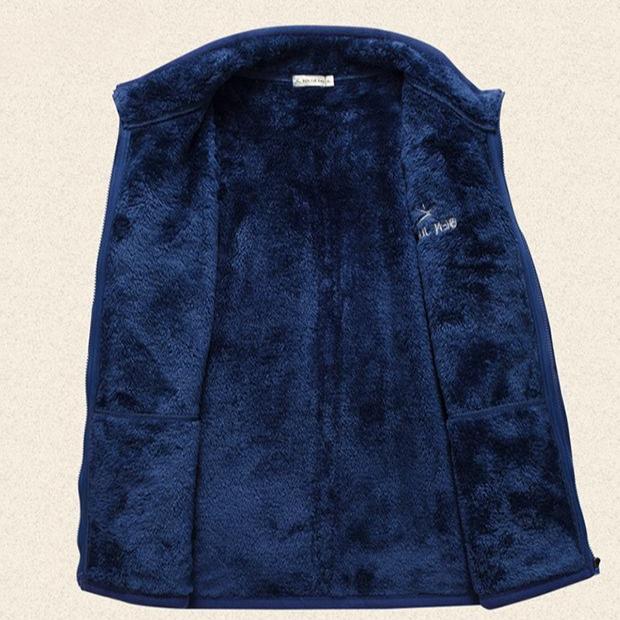 Winter Men's Polar Fleece Plus Velvet Thick Sweater Stand-up Collar Cardigan Cold-proof Warm Fleece Casual Simple Large Size