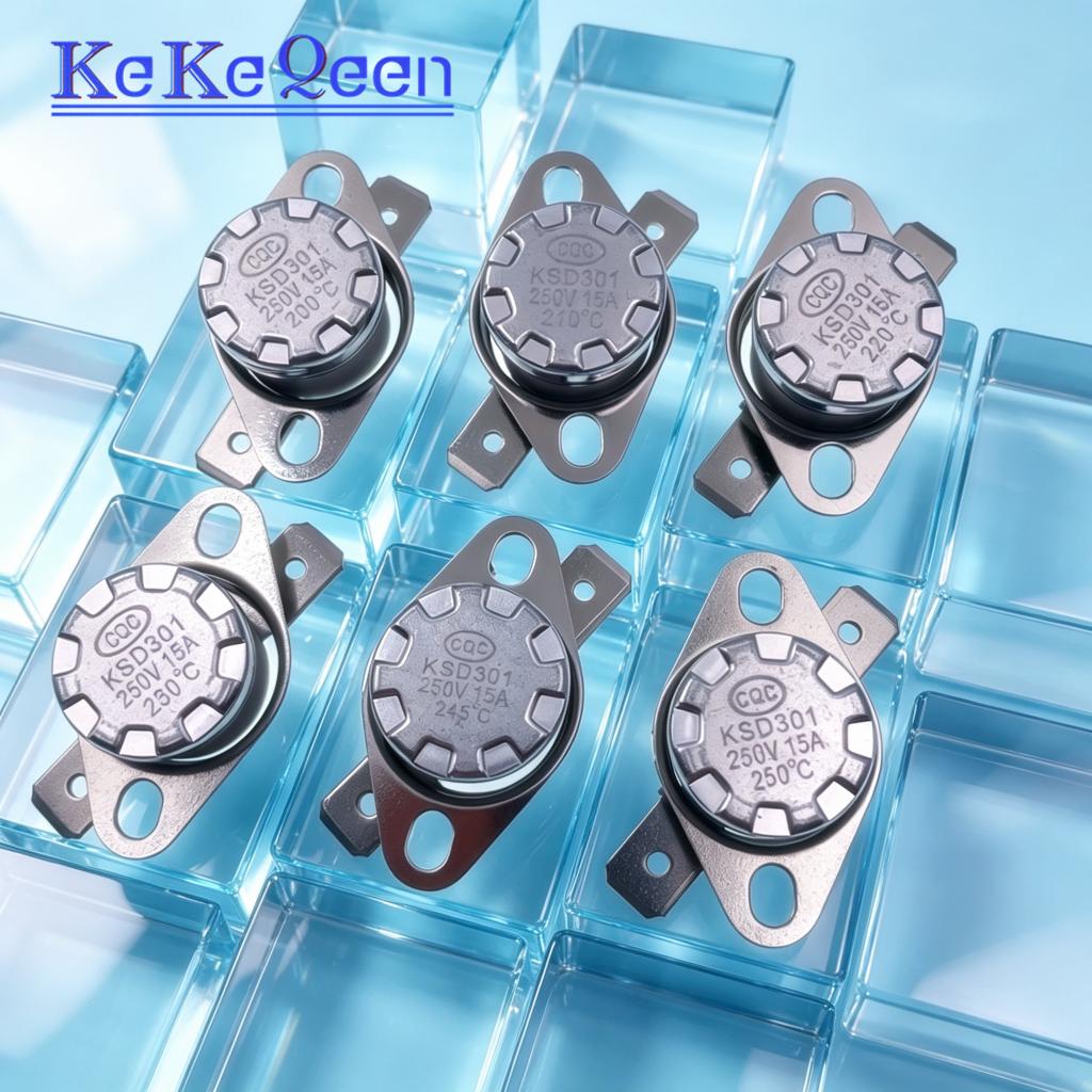 KSD301 250V 15A 200C 210C 220C 230C 240C 245C 250C Celsius Degree Normally Closed Thermostat Temperature Thermal Control Switch Fuel Injectors 6