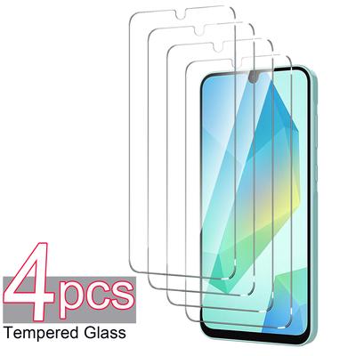 4 шт. HD прозрачное закаленное защитное стекло для экрана Samsung Galaxy A06 A16 A26 A36 A56 A05 A05S A15 A25 A35 A55 A14 A24 A34 A54 A04 защитное покрытие