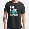 Summer Men Fashion Casual Shirts Short Sleeves Eat Sleep Anime Repeat Essential Black Tees Oversized T-shirts