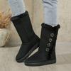 Fashion Button Snow Boots Women Winter Style Round Head Plus Size Cotton Shoes Warm Fleece Flat Shoes