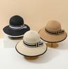 Women's Fashionable Summer Sun Hat Bow Shaped Foldable Straw Woven Large Brim Beach Hat for Outdoor Sun Protection