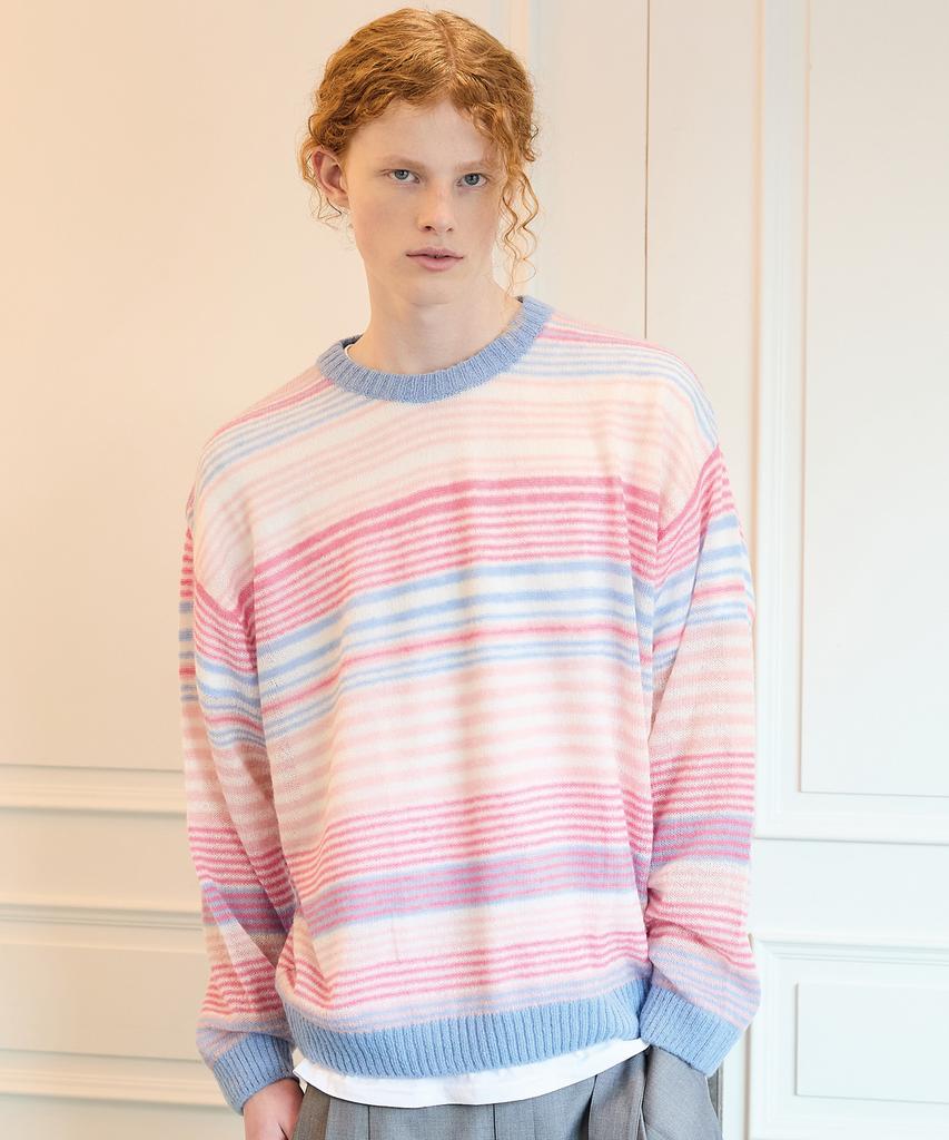 WAIKEI Multi-Stripe See-Through Knit Pink