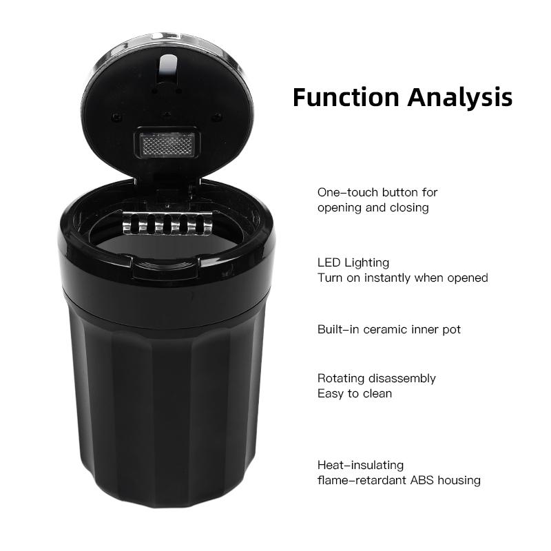 2026 Hot For VW VOLKSWAGEN Portable Car LED Ashtray Ceramic Liner Auto Iinterior Accessories For Volkswagen R Passat Polo ID.3 A