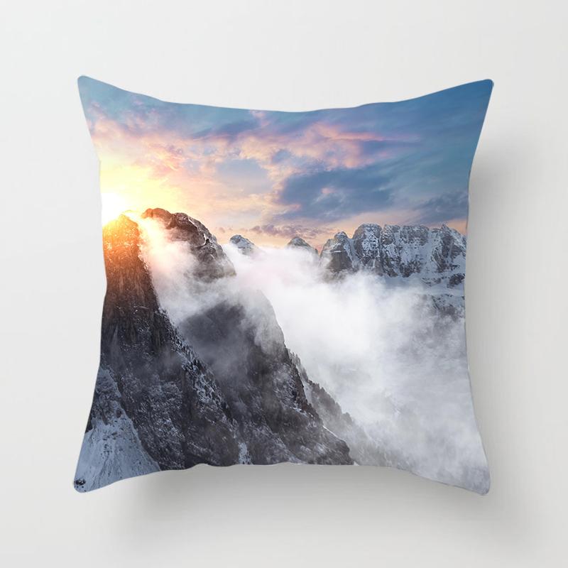 Наволочка с принтом природного пейзажа, украшение для дивана, автомобиля, офисное сиденье, наволочка, прикроватная тумбочка, украшение для дома 45x45 см