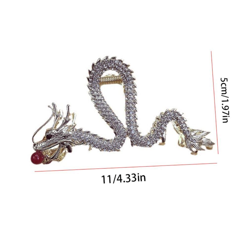New Year Headwear Animal Hair Clip Red Rhinestone Shark Clip Zodiac Dragon Hair Claw  Daily