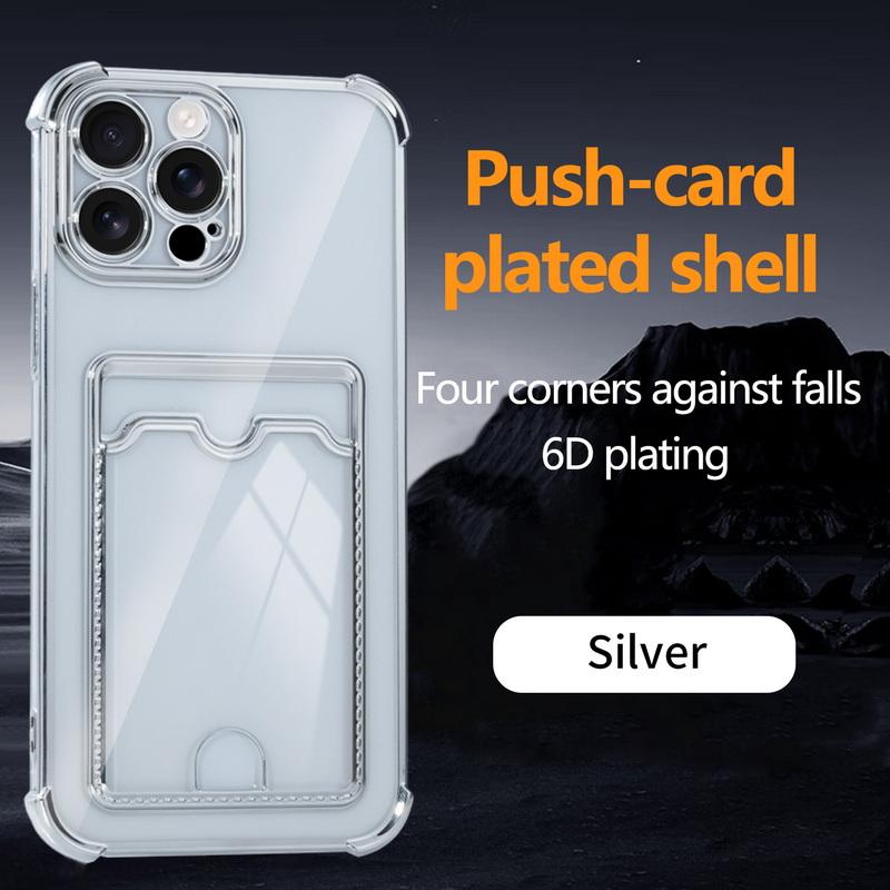 Для iPhone 16 Pro Max 16E 15 Pro 14 13 12 11 чехол для телефона мягкий силиконовый противоударный слот для карт покрытие прозрачный бампер чехол