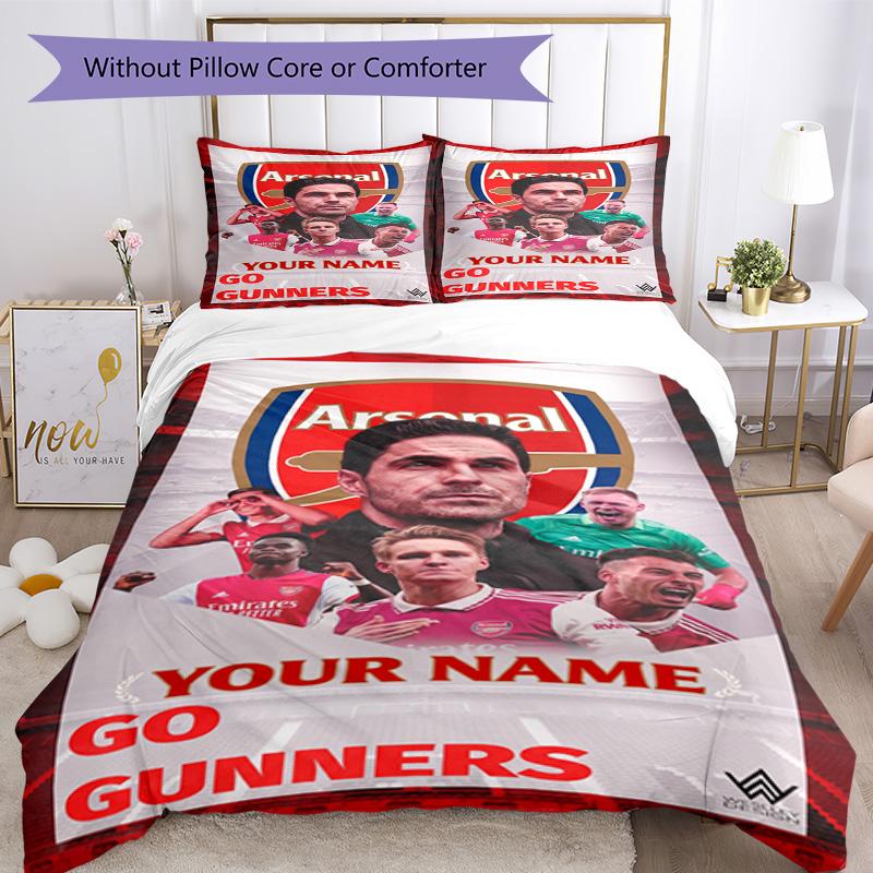 Arsenal Football Player Customizable Name Bed Sheet Set Design for Decorate room Soft Bedding Home Decor Gift for Festivals