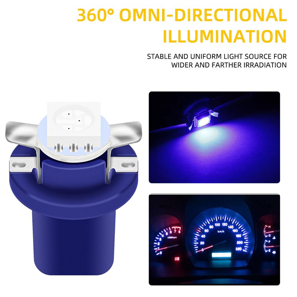 10Pcs B8.5D 509T B8.5 5050 Led Auto Car LED Dashboard Bulbs Instrument Panel Wedge Indicator Lights Cluster Gauges Lamp 12VDC Dome Lights 6