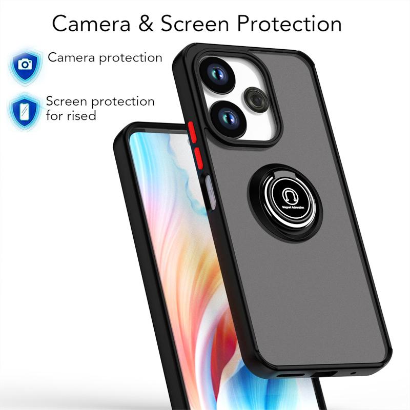 Противоударный чехол из твердого ПК для Xiaomi Redmi 13C 13 4G 5G, чехол с кольцом-подставкой, магнитный автомобильный держатель для телефона для Redmi13 13 C, бронированный матовый