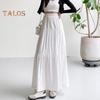 Женская макси-юбка с эластичной резинкой на высокой талии, оборками и строчкой, большим подолом, длинная юбка, однотонная, трапециевидная, летняя повседневная юбка