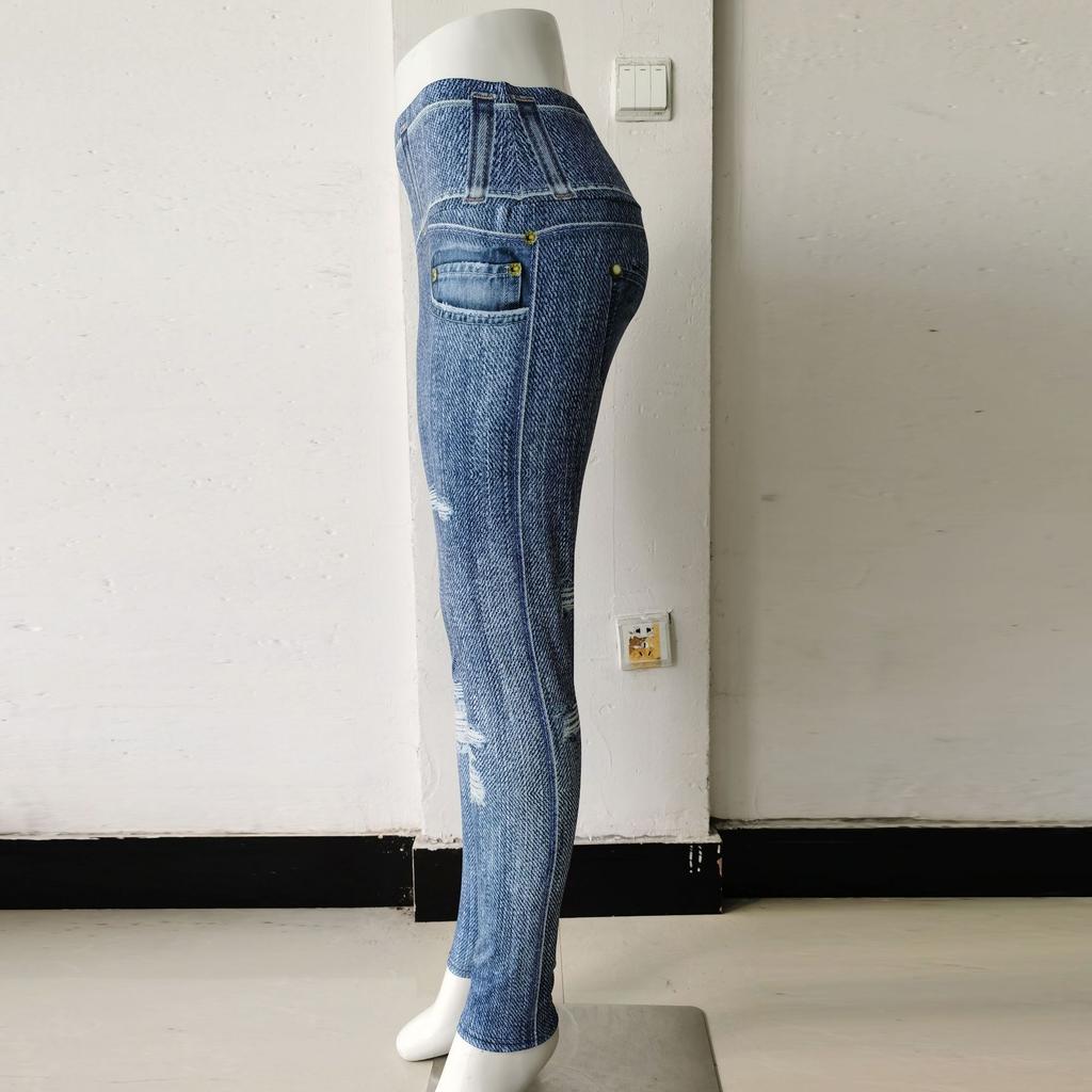 Спортивные брюки для йоги Джинсовые спортивные брюки для фитнеса и бега Женские спортивные брюки