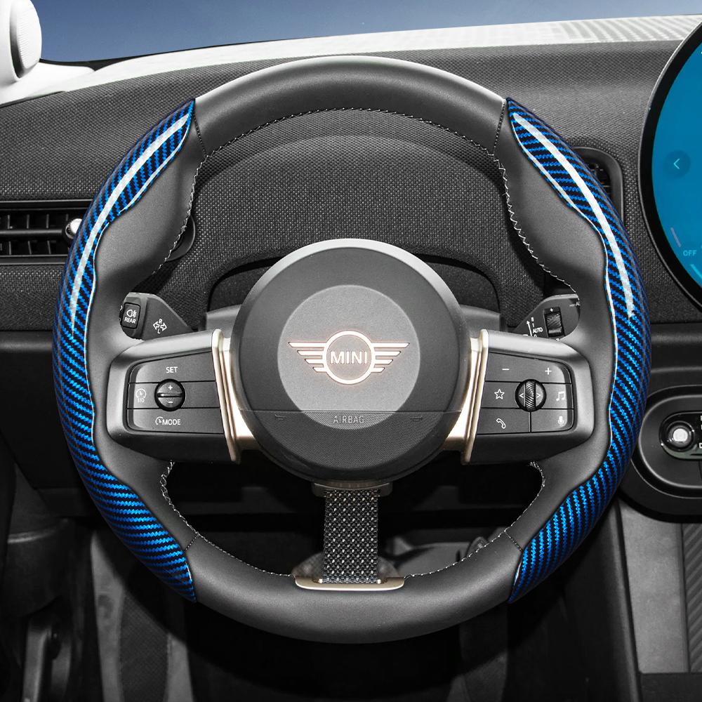 Suitable for Mini Carbon Fiber Texture Steering Wheel Cover with Segmented Quick-Release Design, Durable, for Models Such as Cooper 3-Door Countryman