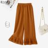 Women Casual Elastic Waist Loose Lace Splice Pants