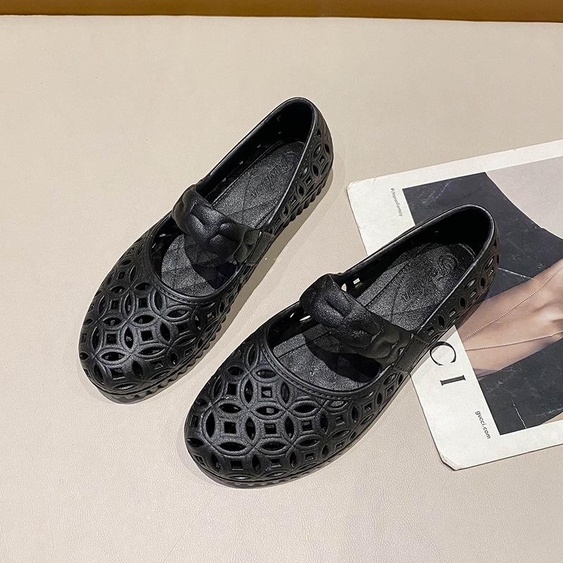 Новые модные полые одинарные туфли женские маленькие ароматные ветряные мелкие горлышки мягкие на плоской подошве туфли Doudou на низком каблуке дышащие одна педаль