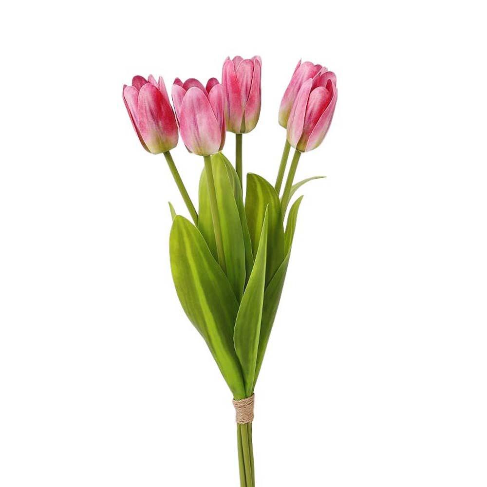 Real Touch Artificial Tulip Flowers Realistic Handmade Simulation Big Tulip 5-Heads 52 cm Faux Tulip Branch Dining Table