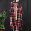 Women Long Coat Lapel Long Sleeve Buttons Placket Shirt Coat Plaid Print Open Front Cardigan Loose Fit Fall Outfit